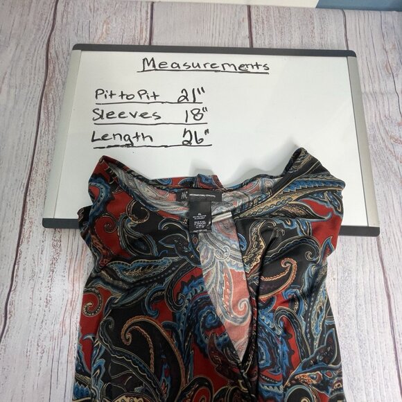 INC International Concepts Size XL Red Paisley Y2K Wrap Babydoll Top Whimsigoth - Picture 10 of 11